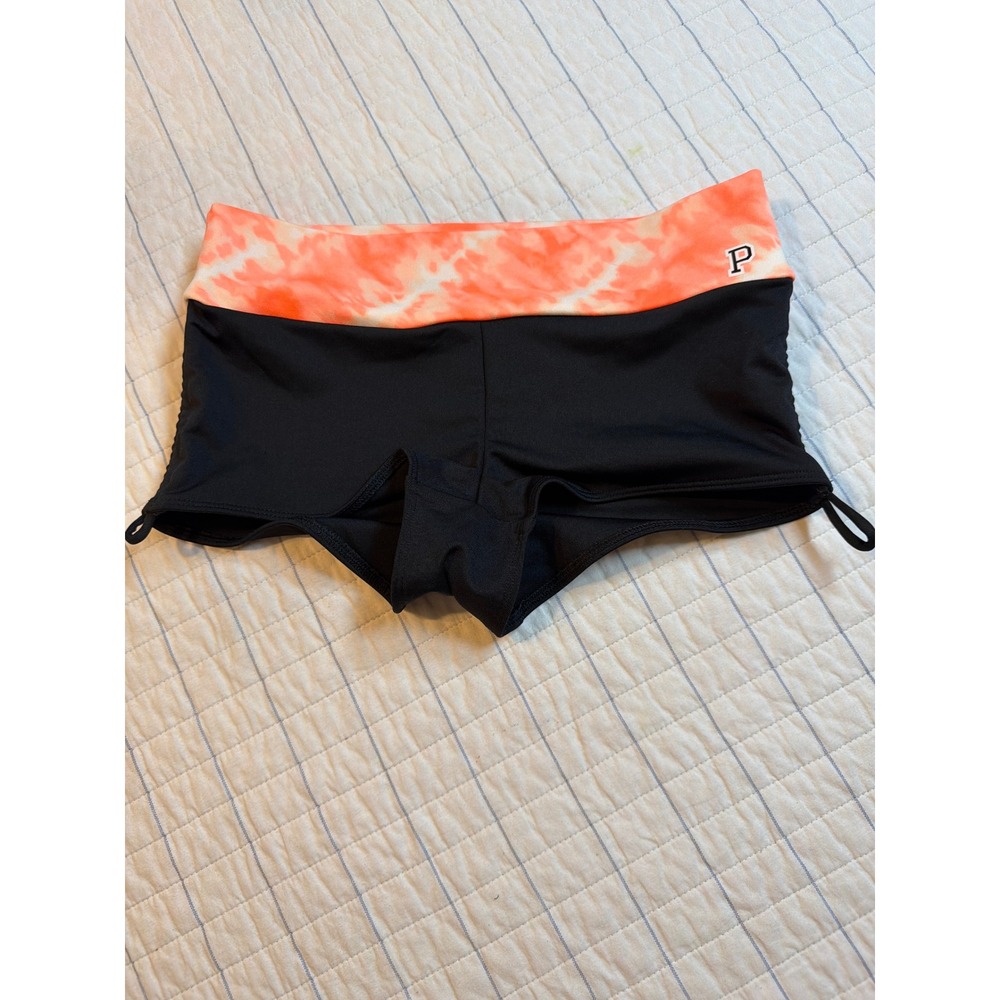 PINK Victoria's Secret Ultimate Yoga Shorts Black‎ Orange Tie Dye Small S